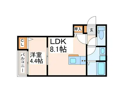 メゾンクレール新町(1LDK/2階)の間取り写真
