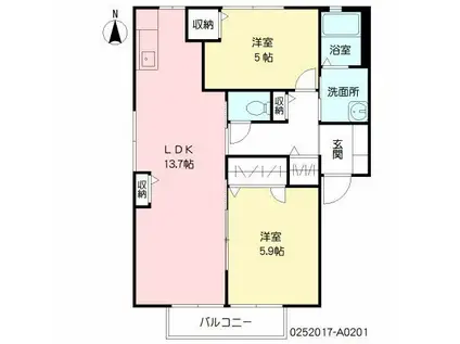 サンハウス瑞雲(2LDK/2階)の間取り写真