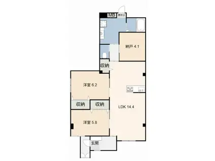 リバーサイド東洋(2SLDK/1階)の間取り写真