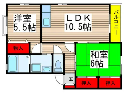 アレイ鬼高A(2LDK/1階)の間取り写真