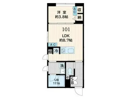 FULLEA恵比寿(1LDK/B1階)の間取り写真