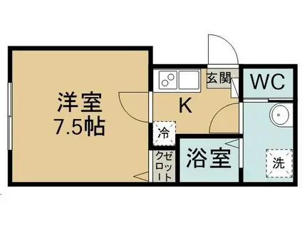 城壁のカメリアIII(1K/2階)の間取り写真