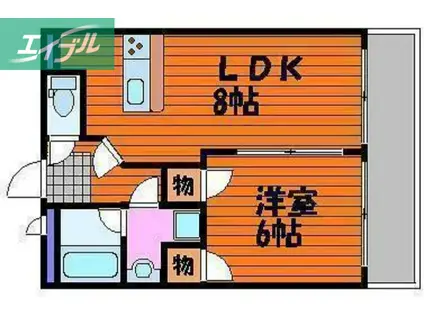 ワイズ大元南(1LDK/2階)の間取り写真