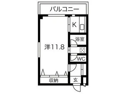 パビヨンよもぎ台(1K/2階)の間取り写真