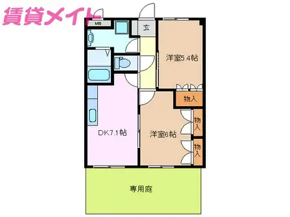 コーポアイビー(2DK/1階)の間取り写真