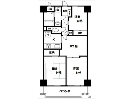 豊栄アンバサダー(3DK/7階)の間取り写真