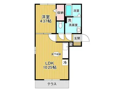 チェルニー(1LDK/1階)の間取り写真