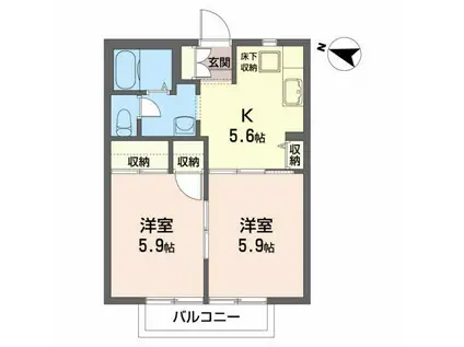 カーサ・クレール(2K/1階)の間取り写真