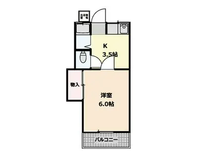 リバーハイツA棟(1K/1階)の間取り写真