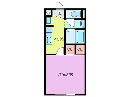 ピースサンライズ(1K/1階)の間取り写真