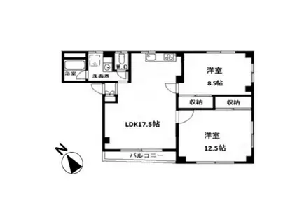 第二福ビル(2LDK/2階)の間取り写真