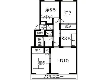 テレパレス南郷I(3LDK/1階)の間取り写真