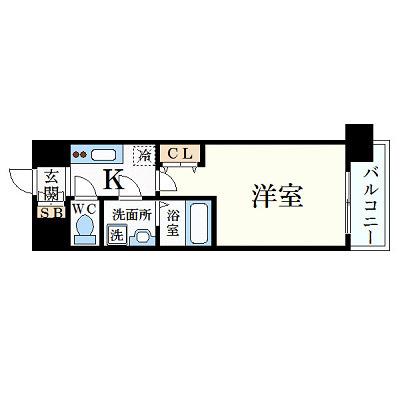 エスリード神戸三宮ノースゲート(1K/6階)の間取り写真