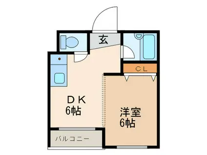 YJミレ21(1DK/6階)の間取り写真