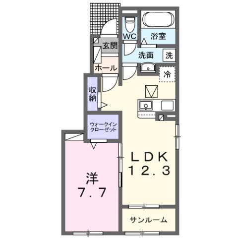 ルミエール取手(1LDK/1階)の間取り写真