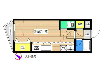 ヴォルペ(ワンルーム/2階)の間取り写真