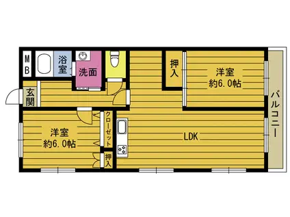 エクセレントASO(2LDK/2階)の間取り写真