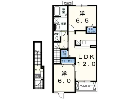 エレガントプリムラ(2LDK/2階)の間取り写真