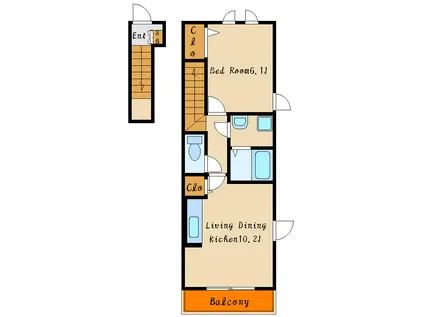 チェリーあい(1LDK/2階)の間取り写真