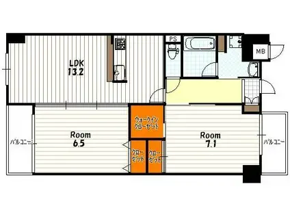 サンクチュアリ二条城(2LDK/5階)の間取り写真