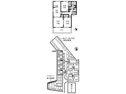 バンビーノB棟(3LDK/1階)の間取り写真