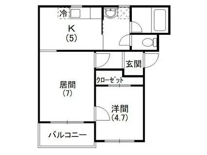 コンフォードIII(1LDK/2階)の間取り写真