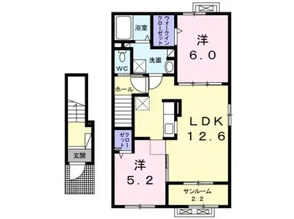 ラ.スタシオン アルファ(2LDK/2階)の間取り写真