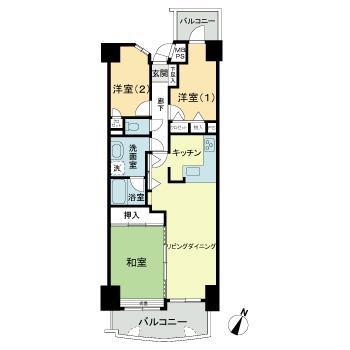ライオンズヒルズ高知(3LDK/3階)の間取り写真