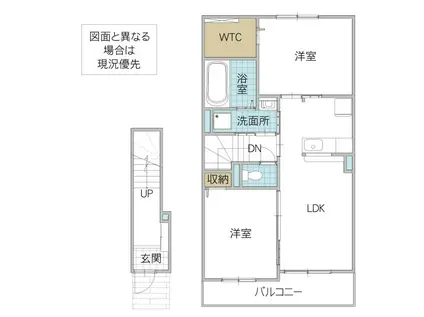 シャルマン若宮 G(2LDK/2階)の間取り写真