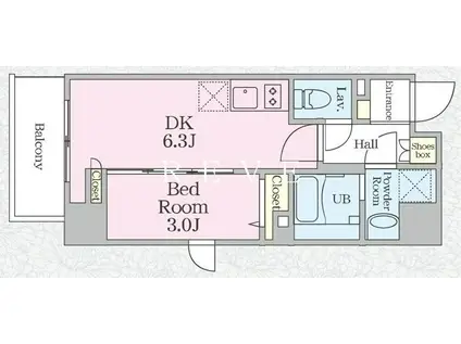 GRAN PASEO 日本橋箱崎町(1DK/10階)の間取り写真