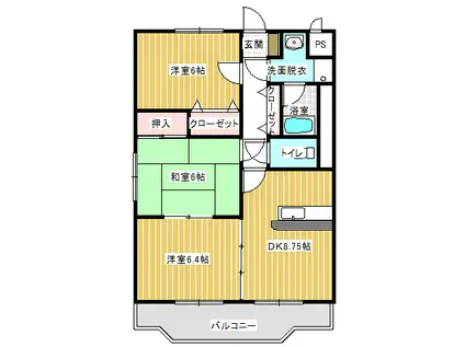 サンライズプレオ(3DK/2階)の間取り写真