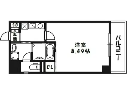 リップルビガー扇町(1K/9階)の間取り写真