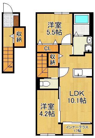SPAZIO FUKUOKA(2LDK/2階)の間取り写真