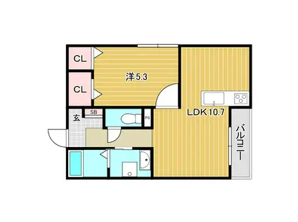 フィオーレ(1LDK/3階)の間取り写真