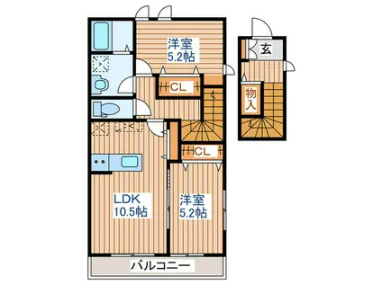 モンテヴィータ中山(2LDK/2階)の間取り写真