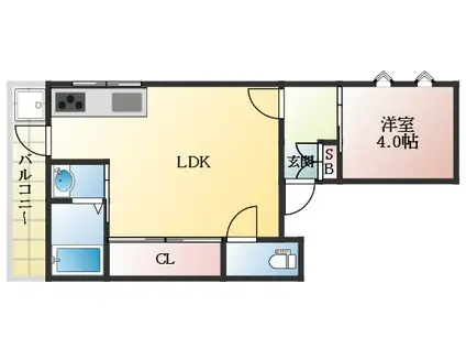 MAISON DE ICHI 桑津(1LDK/3階)の間取り写真