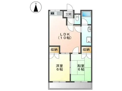ボンアーデル壱番館(2LDK/4階)の間取り写真