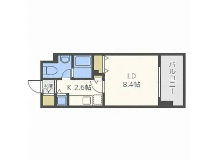 レジディア北3条(1K/2階)の間取り写真