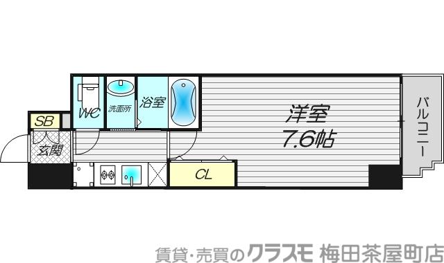 梅田ウエストレジデンス(1K/3階)の間取り写真