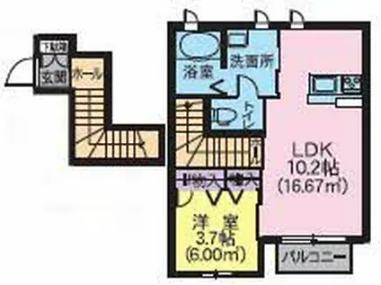 メゾンヴァリエII(1LDK/2階)の間取り写真