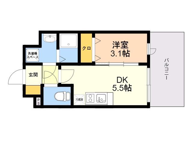 LIVE CASA県庁前(1DK/7階)の間取り写真