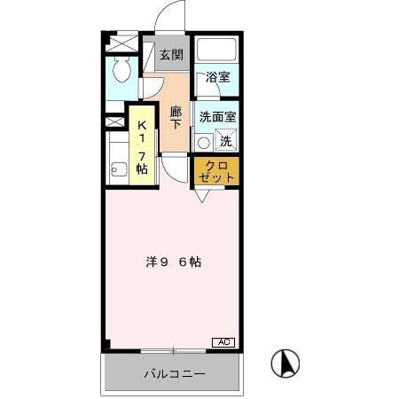 キリベアート(1K/1階)の間取り写真