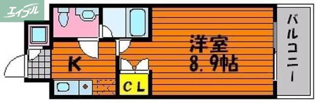 ルラシオン岡山野田屋町(1K/8階)の間取り写真