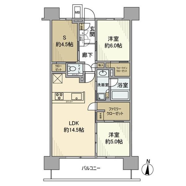 イニシア浦和常盤レジデンス(3LDK/12階)の間取り写真