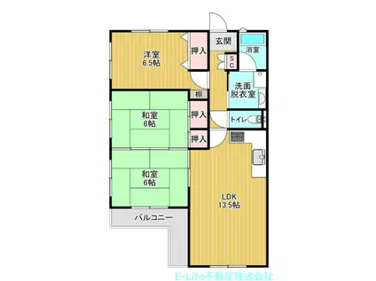 カーサ尾ノ上(3LDK/2階)の間取り写真