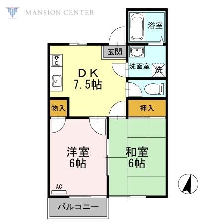 ファミール花かいどう(2DK/2階)の間取り写真