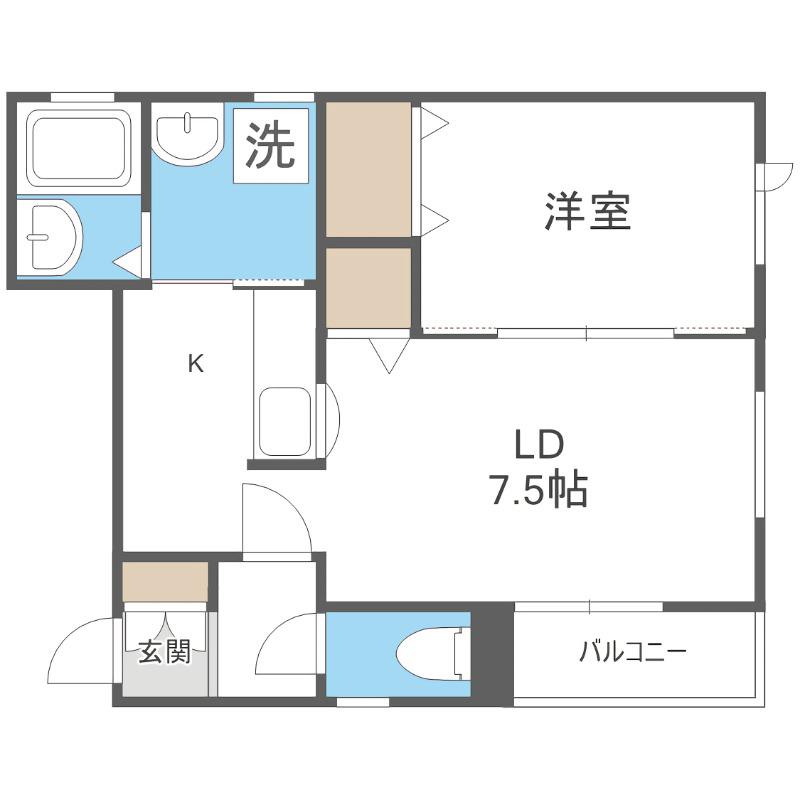 IE豊平II(1LDK/1階)の間取り写真