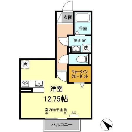 D-ROOM土岐(ワンルーム/2階)の間取り写真