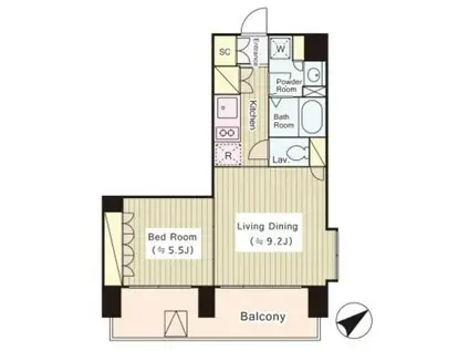 コートラクリア京橋(1LDK/1階)の間取り写真