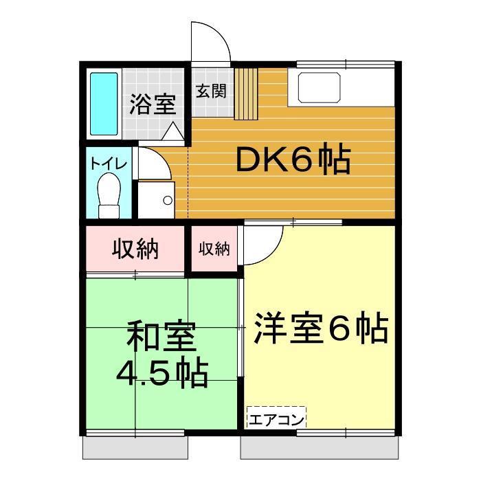 ハイツカトレア(2DK/1階)の間取り写真